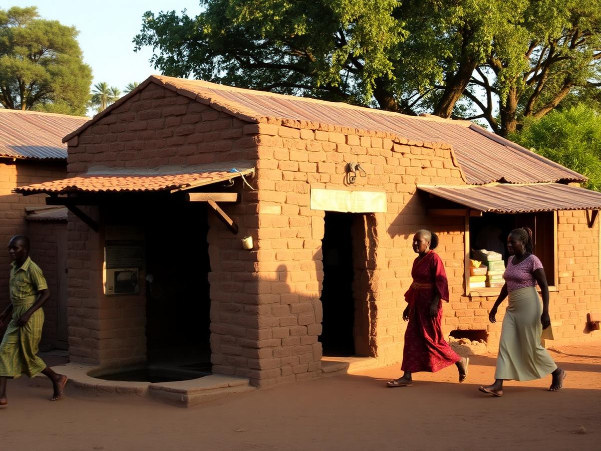 village water well and community shop funded by a waqf endowment